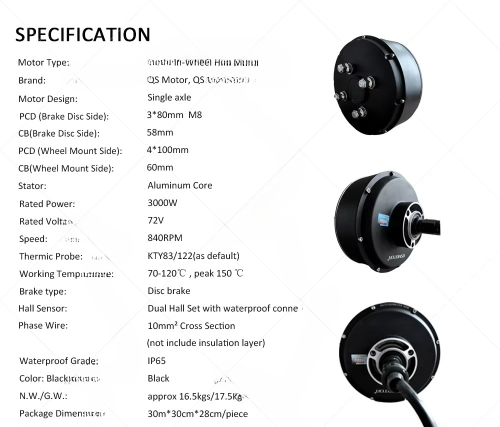 QSMOTOR 205 3000W V3 Brushless - Electric Motorcycle Conversion Kit 72V review and price